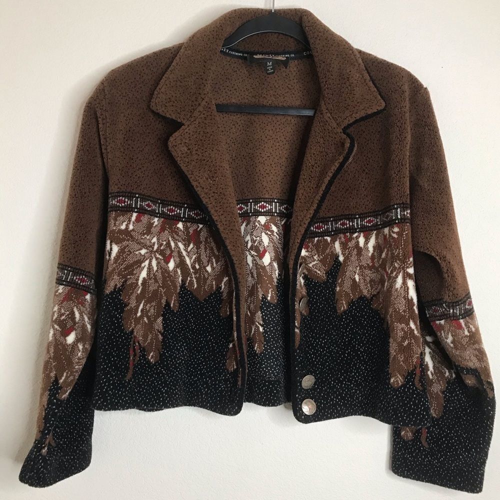Country style teddy plush crop jacket‎